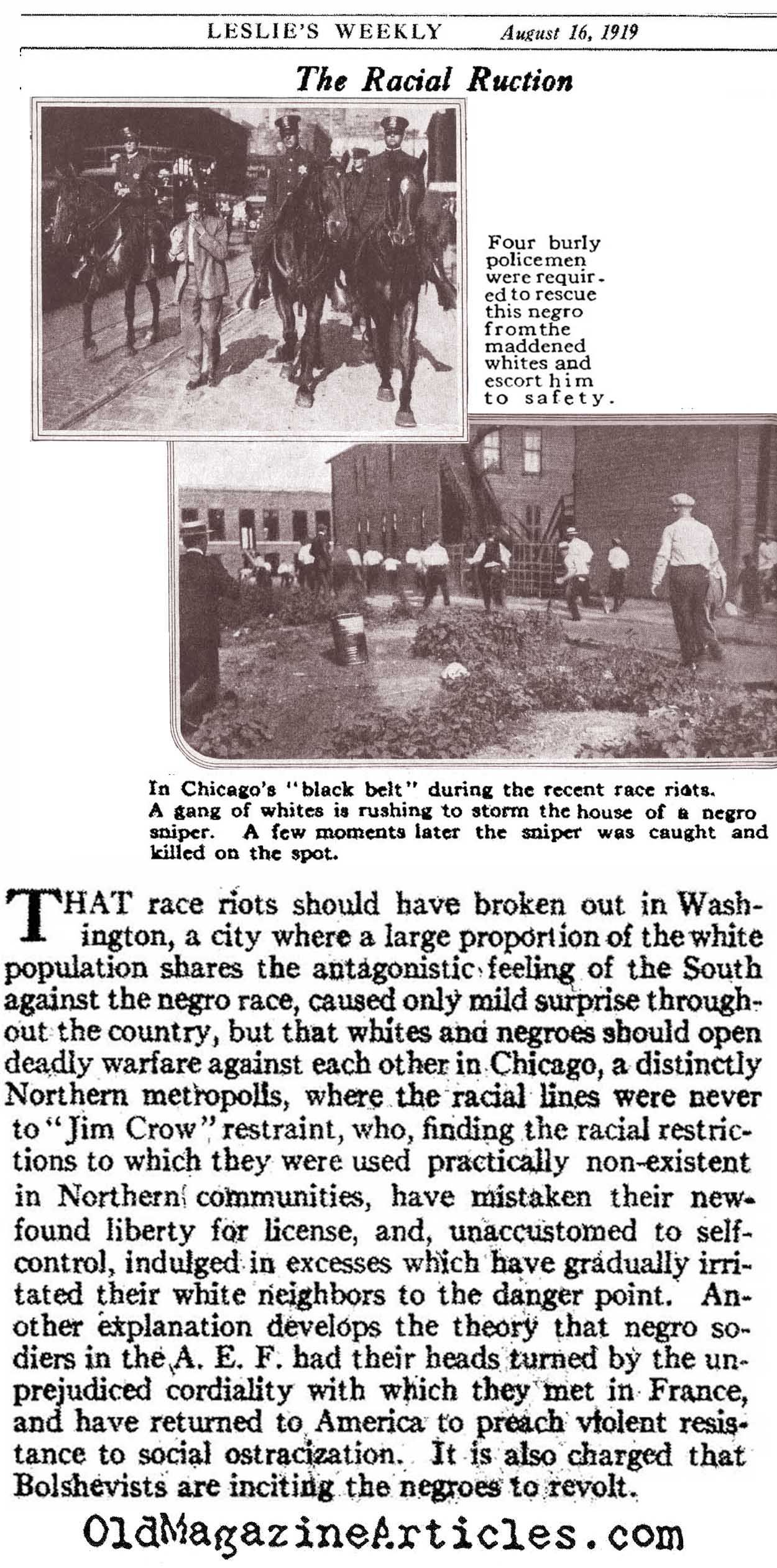 Race Riots in Chicago and Washington (Leslie's Weekly, 1919)
